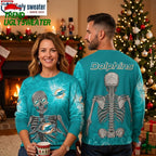 Miami Dolphins Skeleton Graphic Ugly Christmas Sweater
