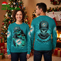 Miami Dolphins Skull Holding Bottle Ugly Christmas Sweater