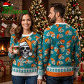 Miami Dolphins Skull In Santa Hat Ugly Christmas Sweater