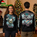 Miami Dolphins Snake Skull Floral Ugly Christmas Sweater