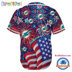 Miami Dolphins USA Flag Independence Day Baseball Jersey, Sport Team 4th of July Jersey