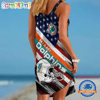 Miami Dolphins USA Independence Day Women’s Summer Beach Sling Dress