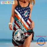 Miami Dolphins USA Independence Day Women’s Summer Beach Sling Dress