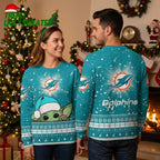 Miami Dolphins Yoda Christmas Sweater With Snowflakes
