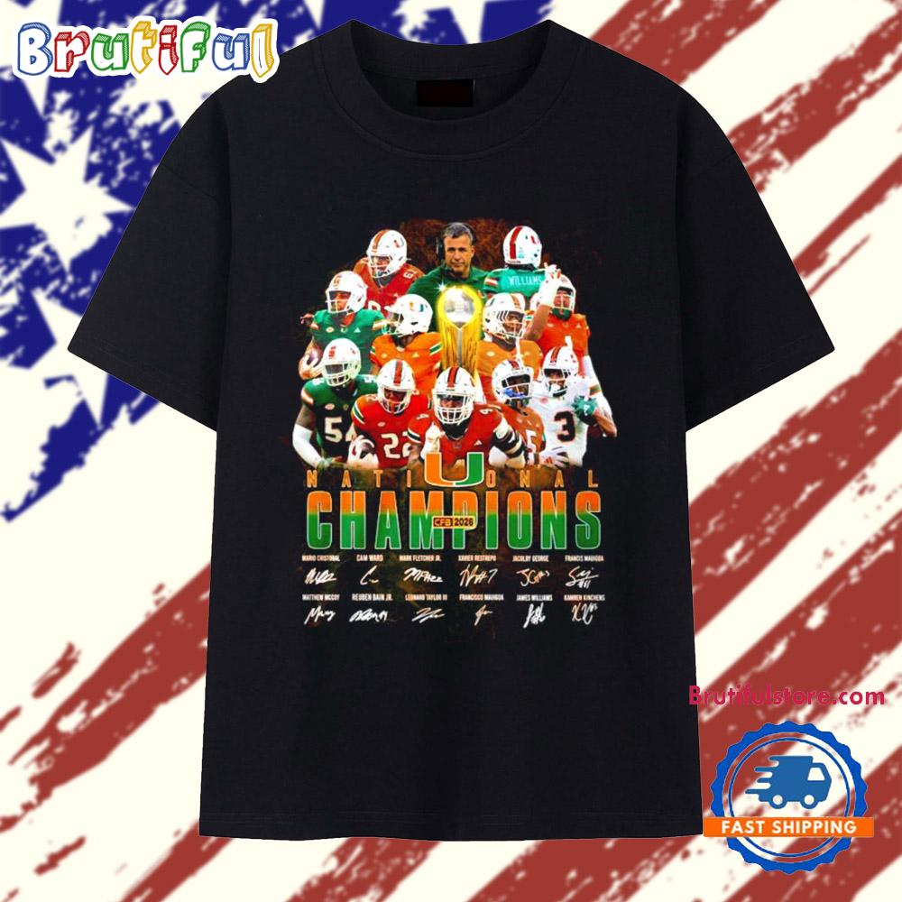 Miami Hurricanes 2026 National Champions signature T Shirt