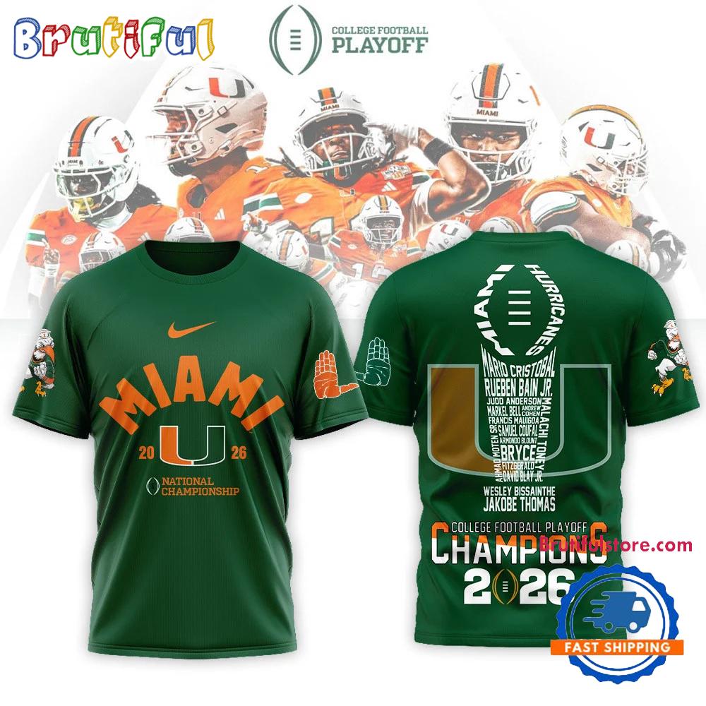 Miami Hurricanes 2026 NCAA College Football Playoff Champions Special New T Shirt