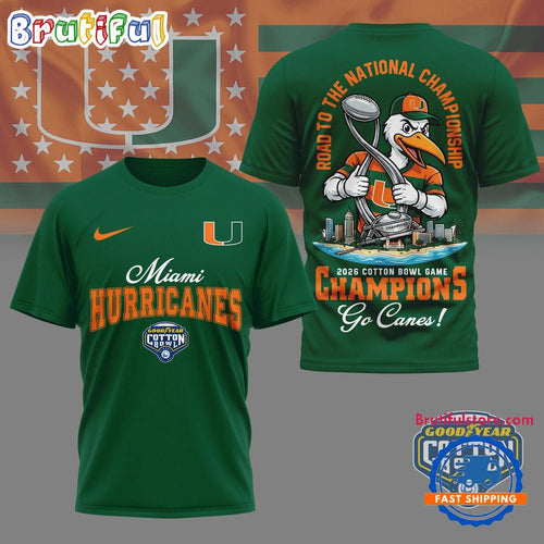 Miami Hurricanes 2026 NCAA Cotton Bowl Game Champions Limited 3D Shirt