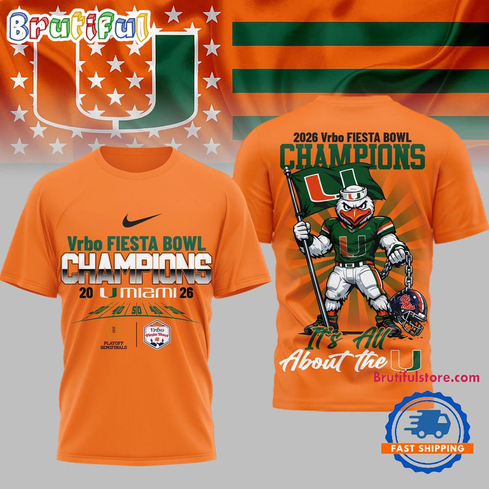 Miami Hurricanes 2026 NCAA Fiesta Bowl Champions Special New 3D Shirt