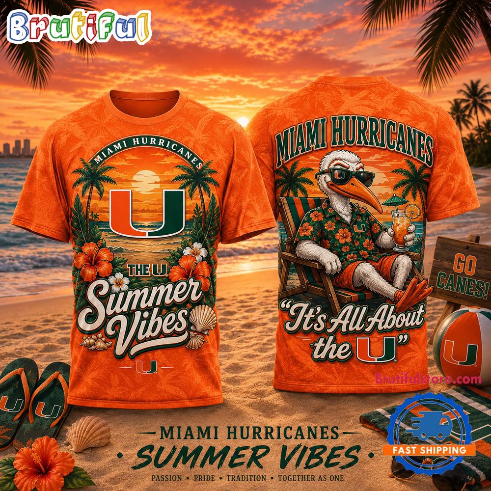 Miami Hurricanes 2026 NCAA Summer Vibes Limited Edition 3D T Shirt
