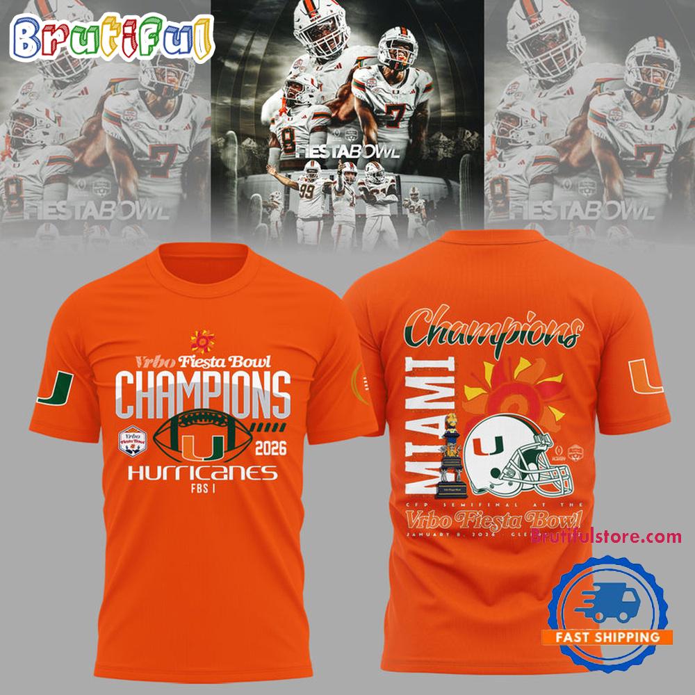 Miami Hurricanes College Football Playoff 2026 Fiesta Bowl Champions Limited Edition Hoodie T-Shirt