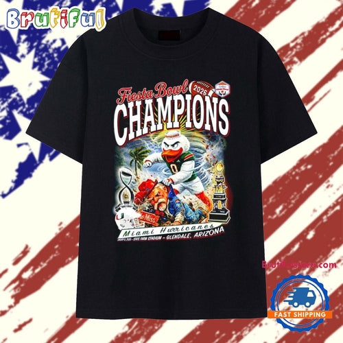 Miami Hurricanes College Football Playoff 2026 Fiesta Bowl Champions mascot vintage T Shirt