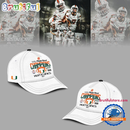 Miami Hurricanes College Football Playoff 2026 Fiesta Bowl Champions White Cap