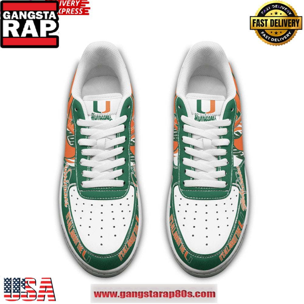 Miami Hurricanes Limited Edition Air Force 1 Running Sneakers Shoes