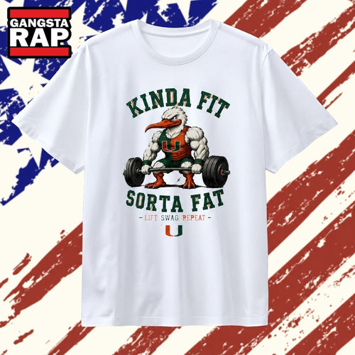 Miami Hurricanes mascot kinda fit sorta fat weightlifting T Shirt , Vintage Trending Shirt