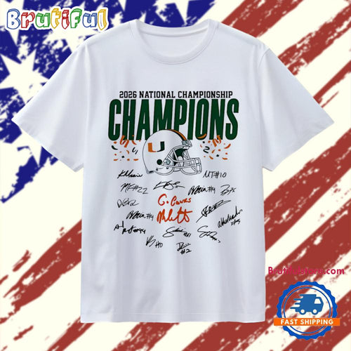 Miami Hurricanes National Champions 2026 helmet signatures T Shirt