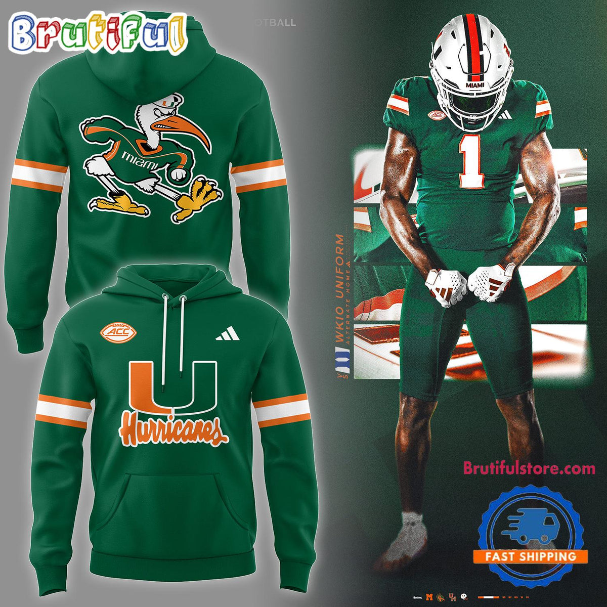 Miami Hurricanes NCAA 2024 Limited New Design Green Hoodie