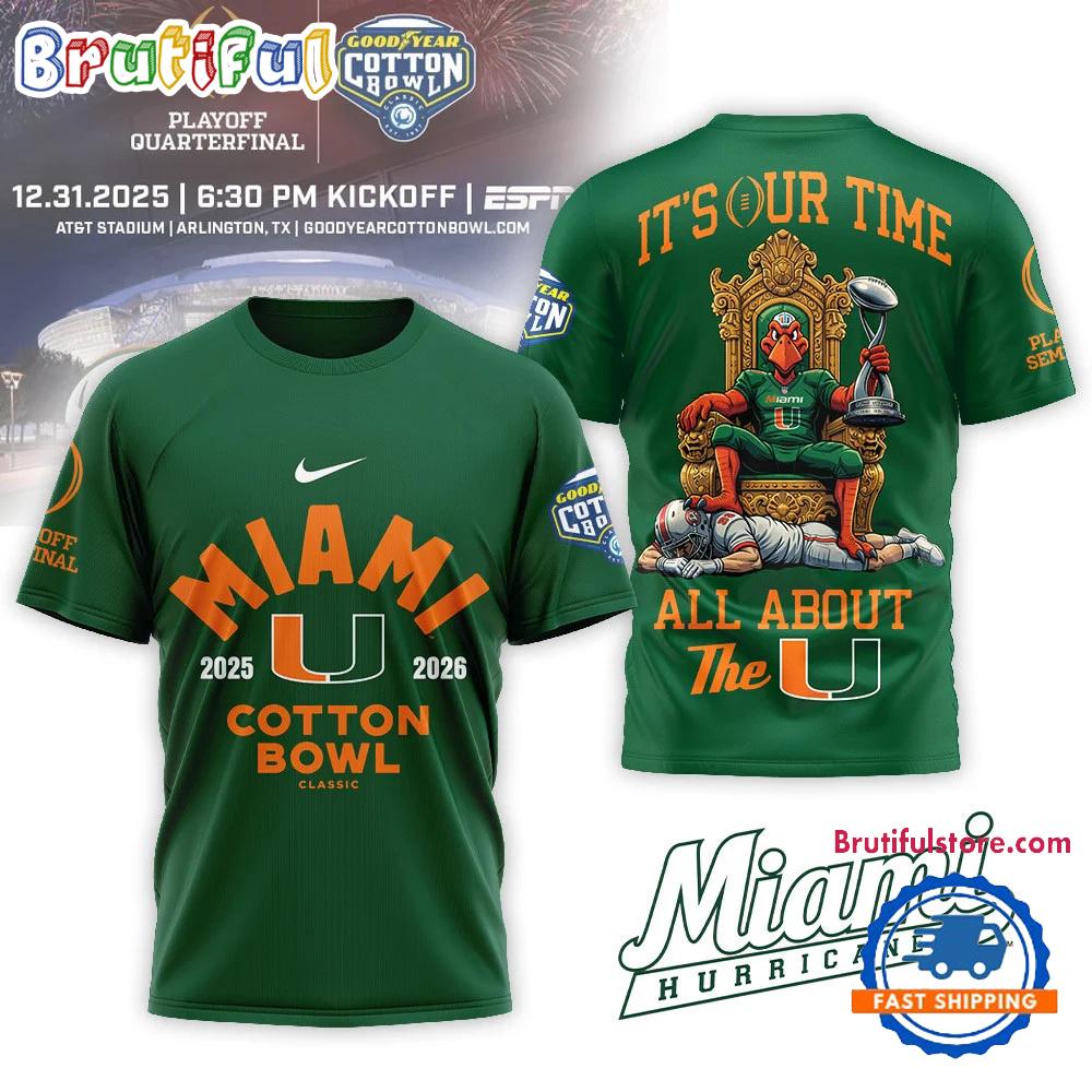 Miami Hurricanes NCAA 2025-2026 Cotton Bowl Champions Limited 3D Shirt