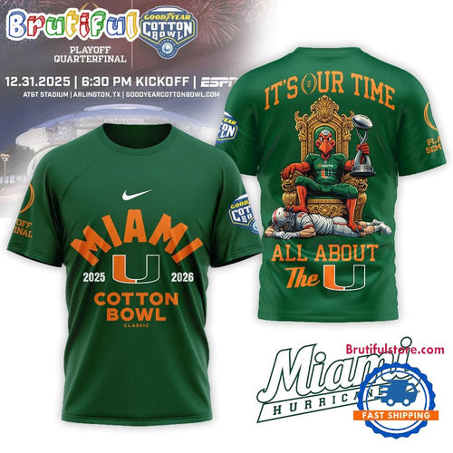 Miami Hurricanes NCAA 2025-2026 Cotton Bowl Champions Limited 3D Shirt