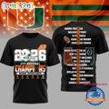 Miami Hurricanes NCAA 2026 CFP Champions Black 3D Shirt