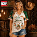 Miami Hurricanes NCAA Bow and Floral Team Spirit V Neck T Shirt