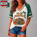 Miami Hurricanes NCAA Floral Stadium Bow V Neck 3D T Shirt