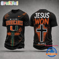 Miami Hurricanes NCAA Jesus Won New Design 3D Shirt