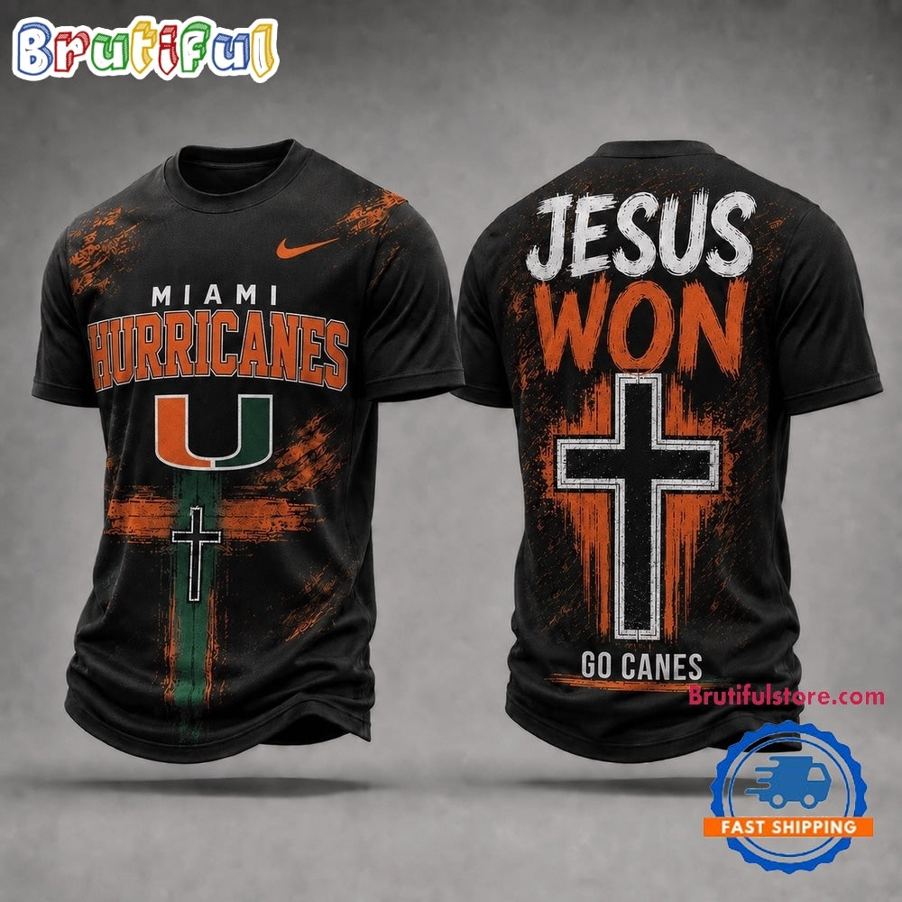 Miami Hurricanes NCAA Jesus Won New Design 3D Shirt