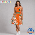 Miami Hurricanes NCAA Sporty Floral Elegance Women’s Sleeveless Dress