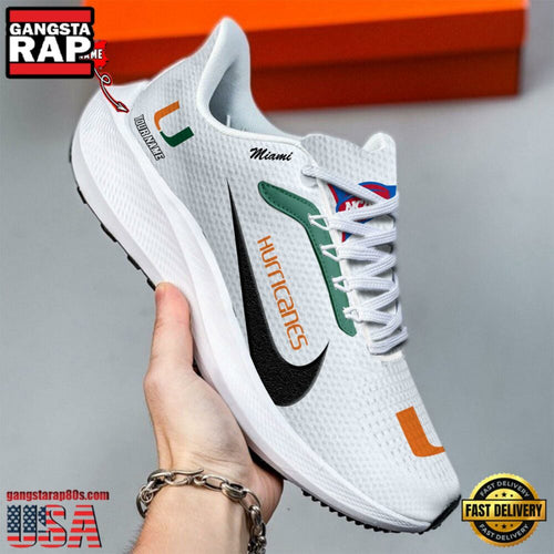 Custom Name Miami Hurricanes New Design Air Force 1 Shoes Running Sneakers
