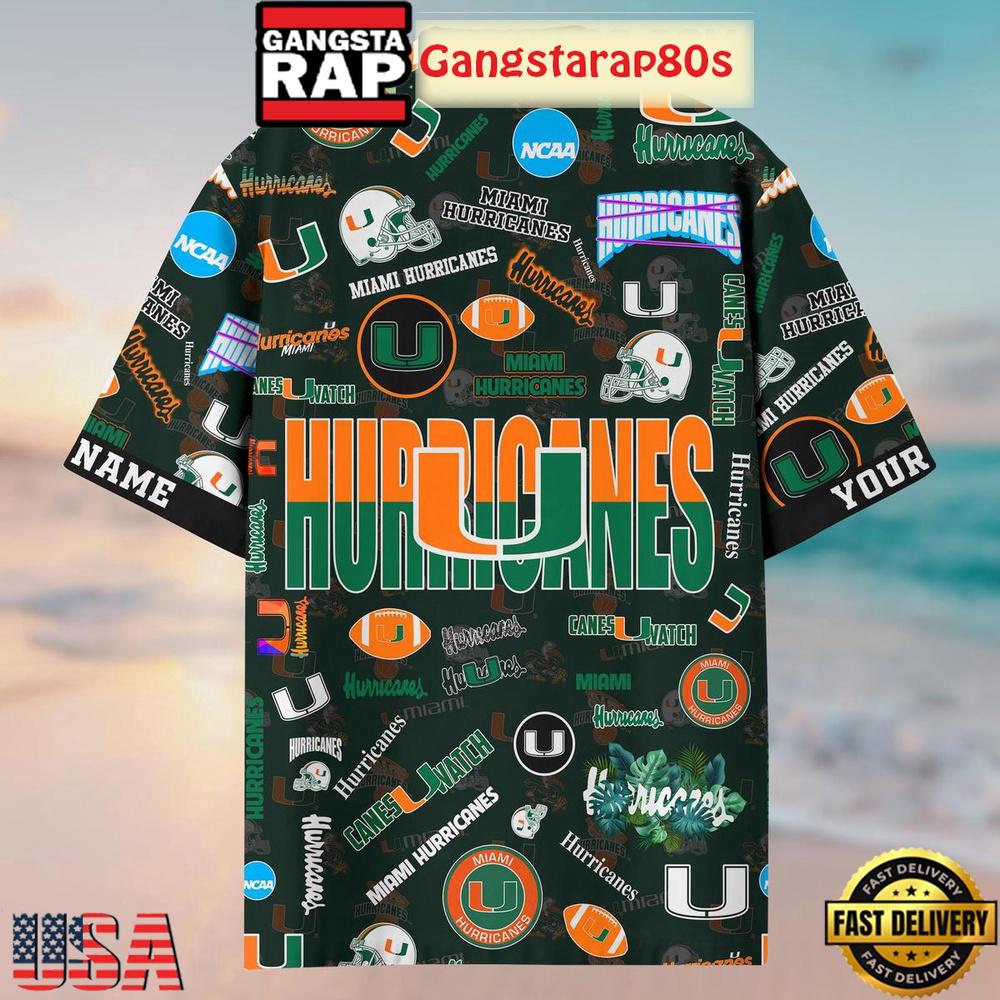 Miami Hurricanes Solgan Canes Watch True Fan Spirit Custom Name Aloha Hawaiian Shirt