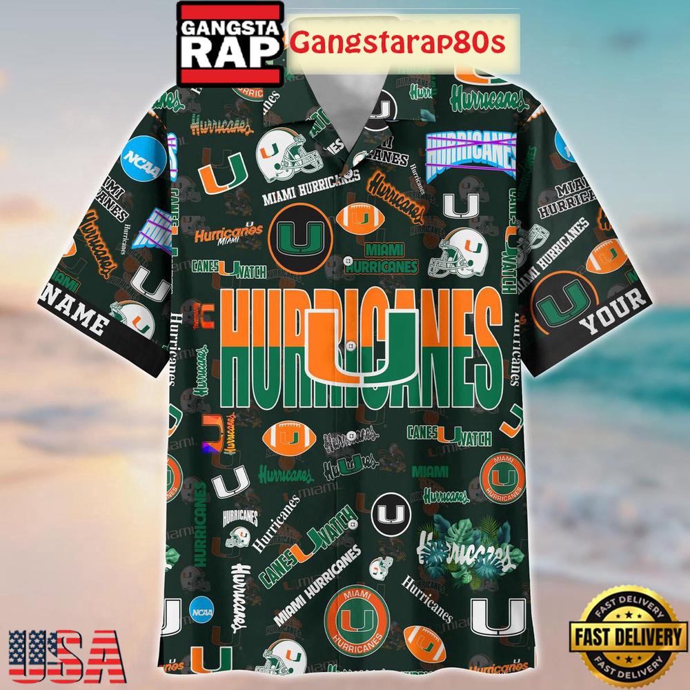 Miami Hurricanes Solgan Canes Watch True Fan Spirit Custom Name Aloha Hawaiian Shirt