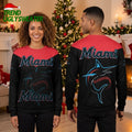 Miami Marlins Baseball Logo Black And Red Ugly Christmas Sweater