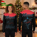Miami Marlins Baseball Logo Black And Red Ugly Christmas Sweater