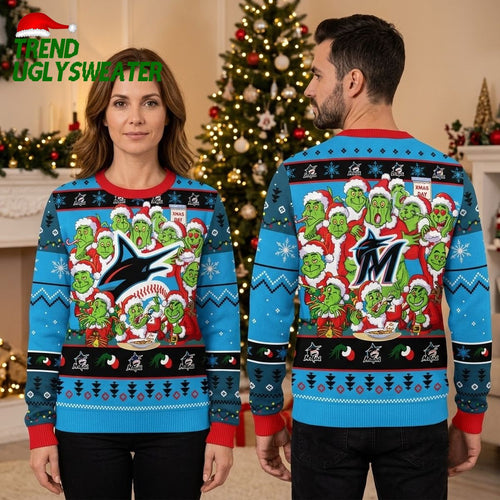 Miami Marlins Grinch Santa Christmas Ugly Christmas Sweater
