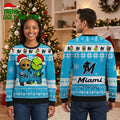 Miami Marlins Groot And Grinch Santa Hat Ugly Christmas Sweater