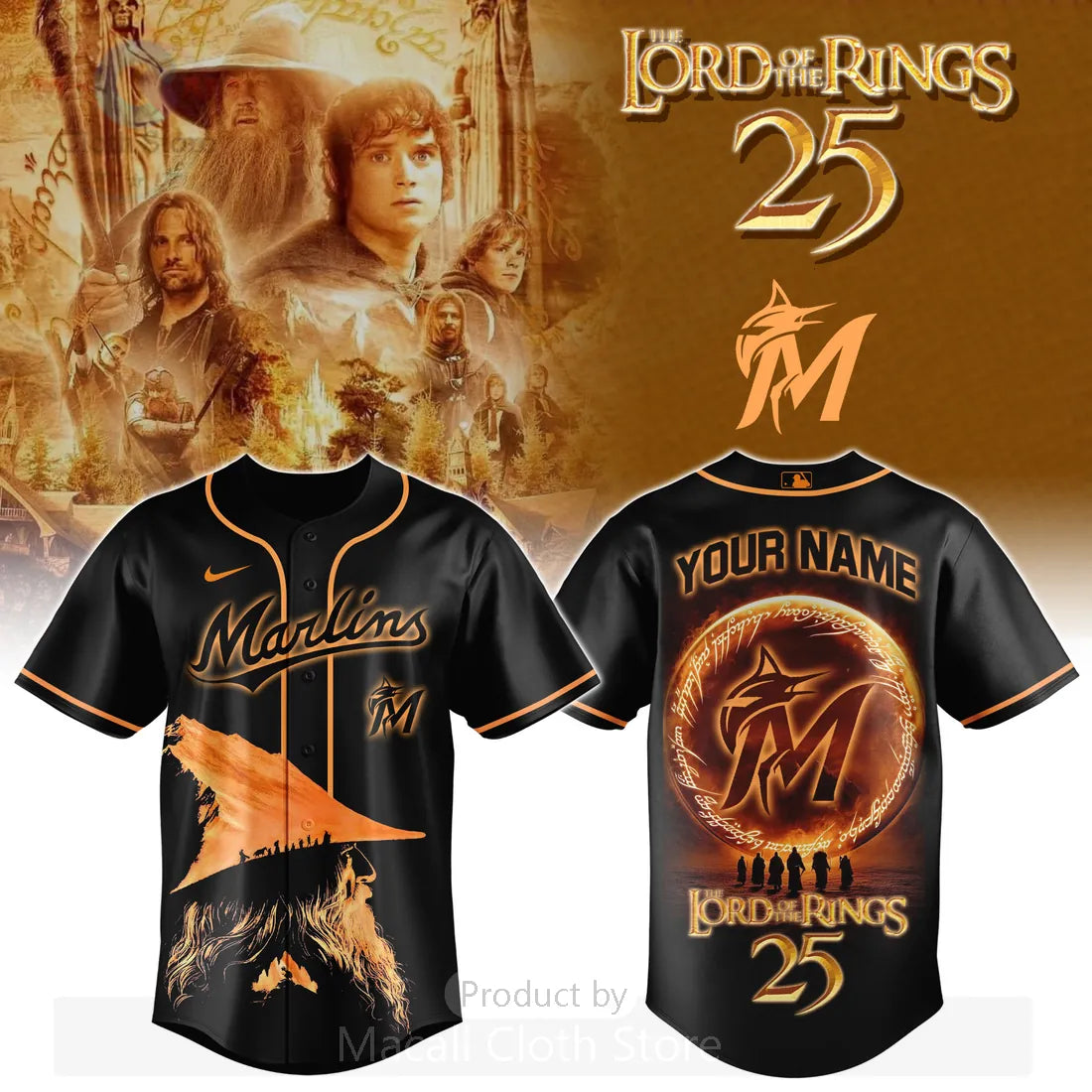 Miami Marlins Lord of the Rings 25th Anniversary Custom Baseball Jersey