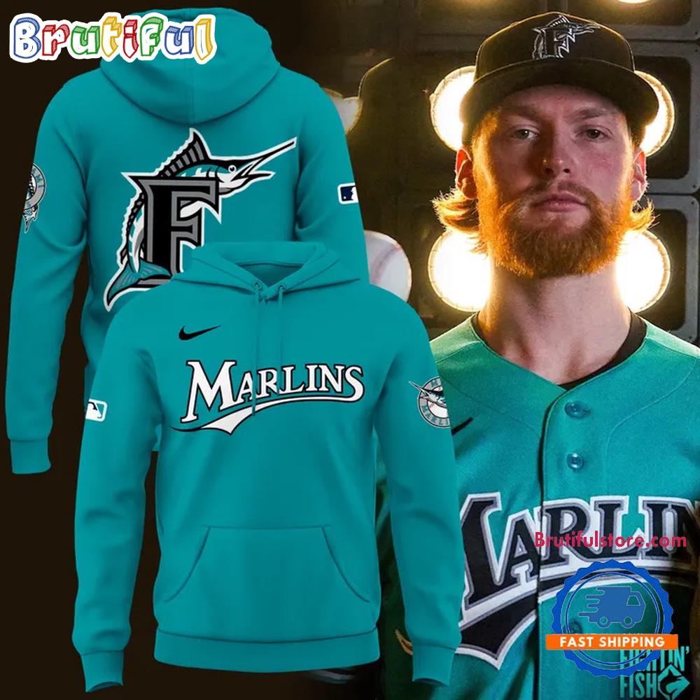 Miami Marlins Teal Alternate Stadium Hoodie T-Shirt