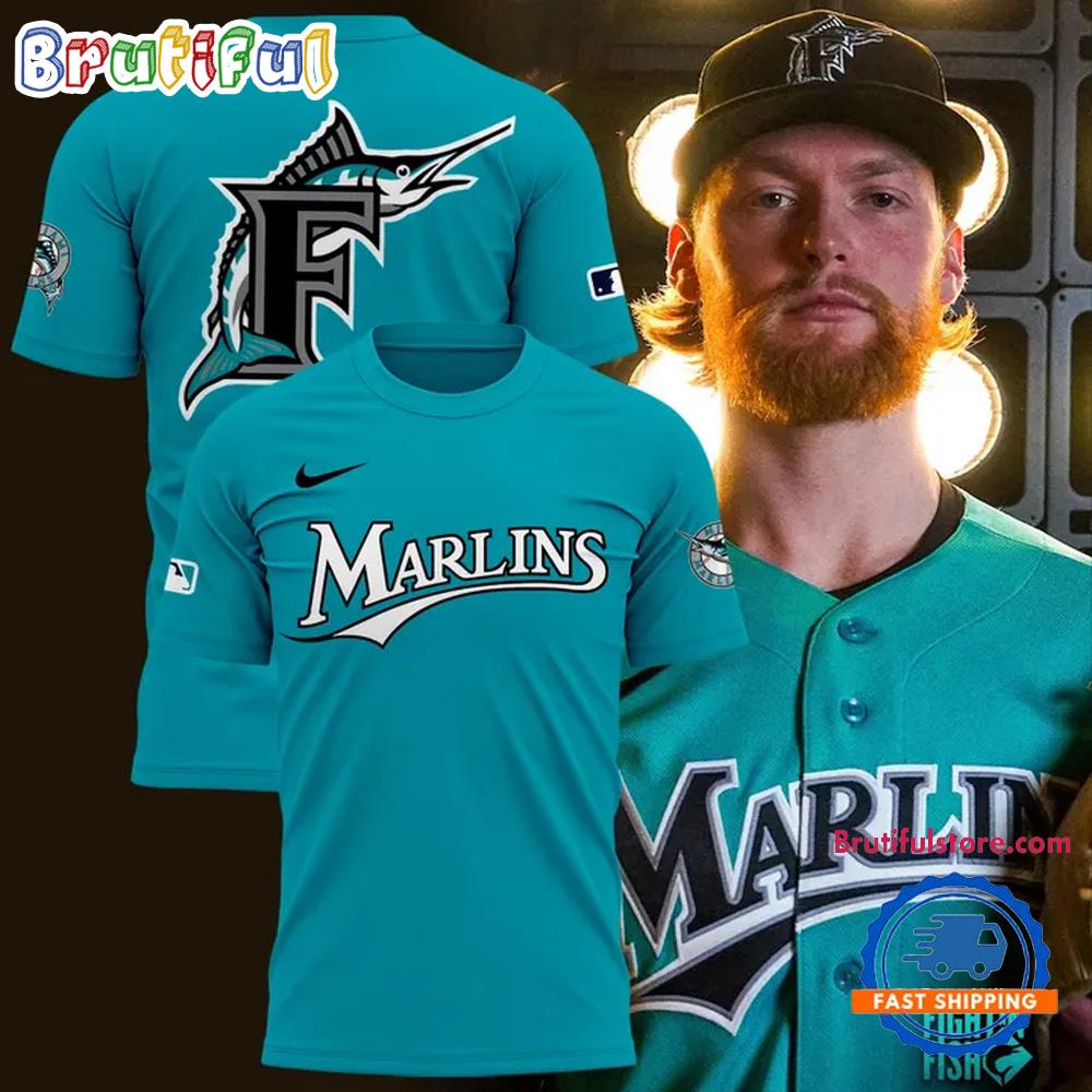Miami Marlins Teal Alternate Stadium Hoodie T-Shirt