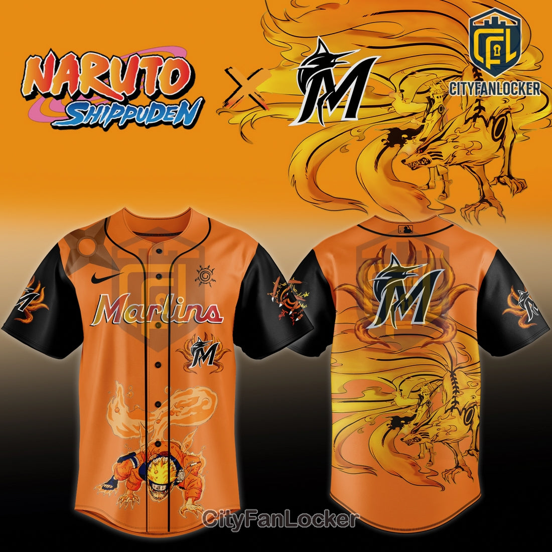Miami Marlins x Naruto Shippuden Graphic Baseball Jersey
