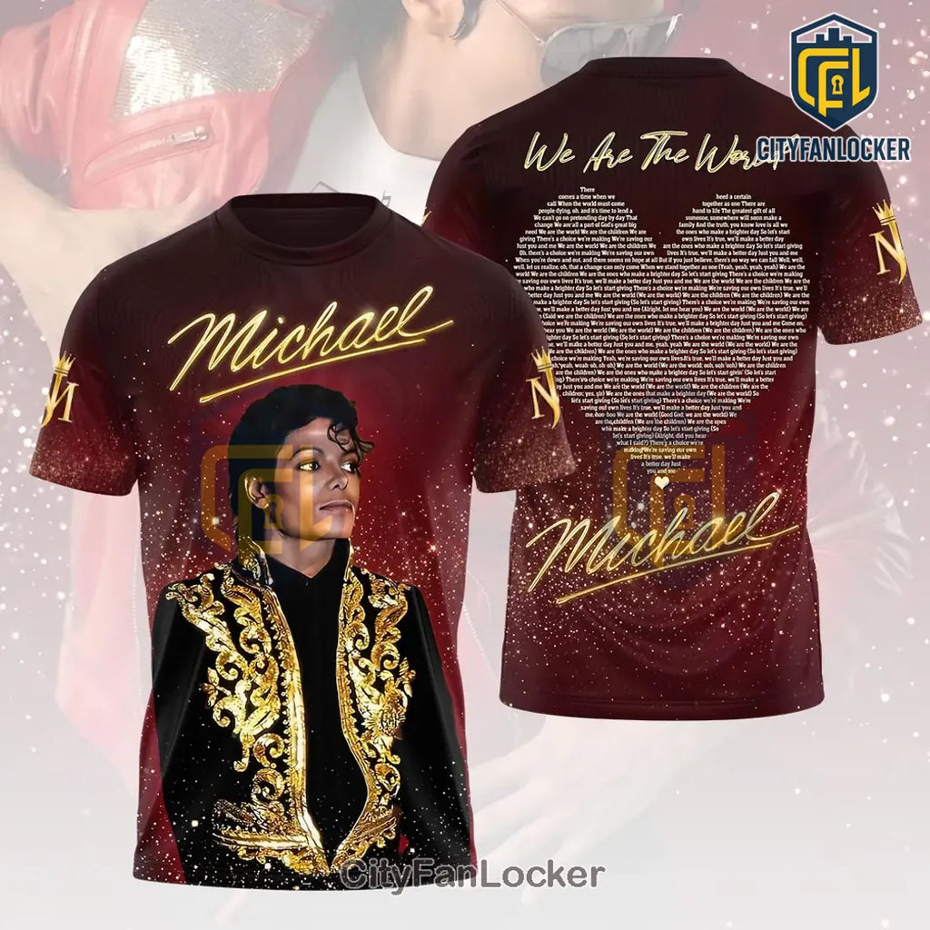 Michael Jackson We Are The World Burgundy T-Shirt
