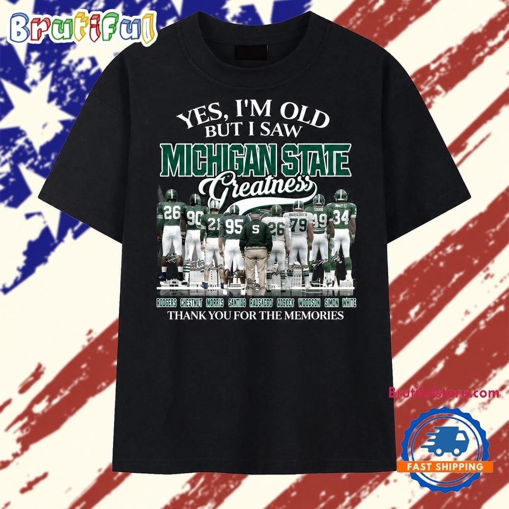 Michigan State Spartans Greatness Legends Signatures Vintage Football T Shirt
