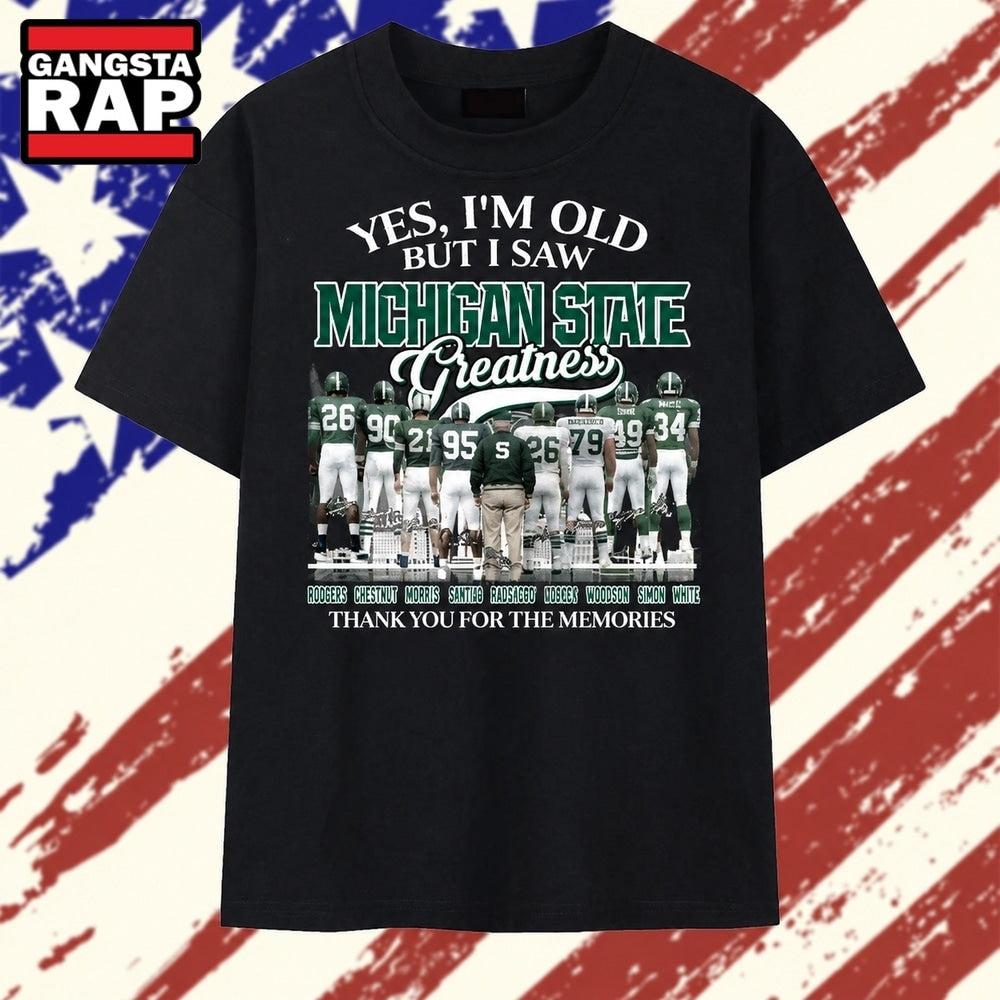 Michigan State Spartans Greatness Legends Signatures Vintage Football T Shirt