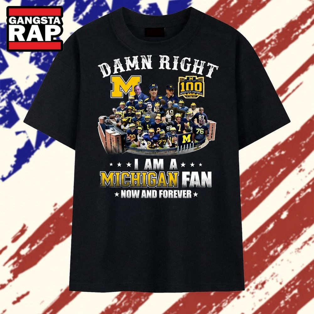 Michigan Wolverines 100 Years Damn Right Fan Vintage Football T Shirt