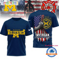 Michigan Wolverines 2025 NCAA Firefighter American Flag 3D Shirt