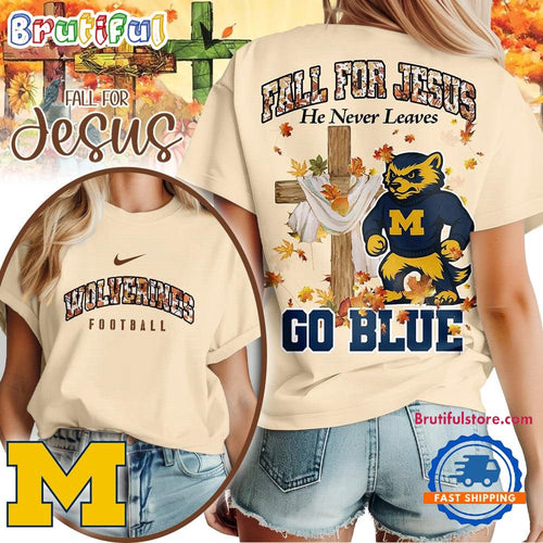 Michigan Wolverines 2025 NCAA Season Fall For Jesus Unisex 3D Shirt