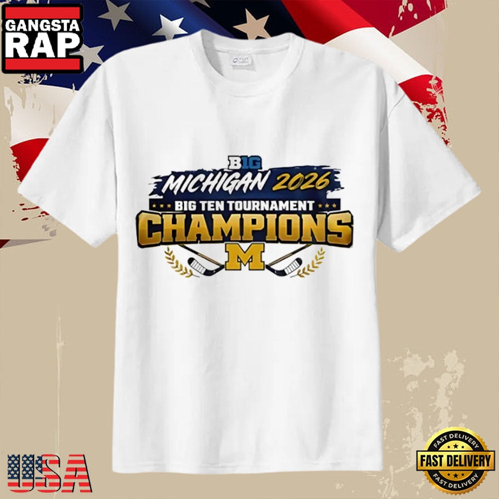Michigan Wolverines 2026 Big Ten Hockey Champions Logo NCAA Ice Hockey T-Shirt