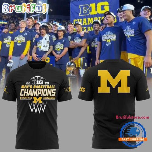 Michigan Wolverines 2026 Big Ten Men’s Basketball Regular Season Champions Black T Shirt