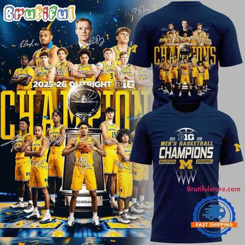 Michigan Wolverines 2026 Big Ten Men’s Basketball Regular Season Champions Team Graphic T Shirt
