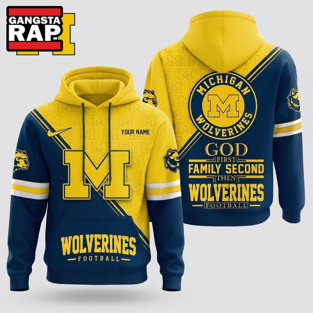 Michigan Wolverines 2026 NCAA Personalized Faith Family Football Hoodie