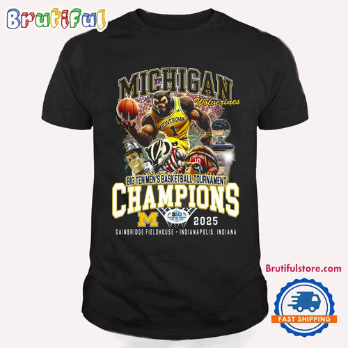 Michigan Wolverines Big Ten Men’s Basketball Tourament Champions 2025 New T Shirt
